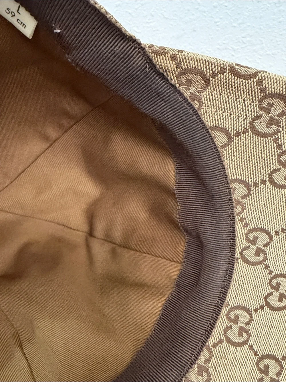 Gucci Tan & Brown GG Canvas Baseball Cap with Logo Patch